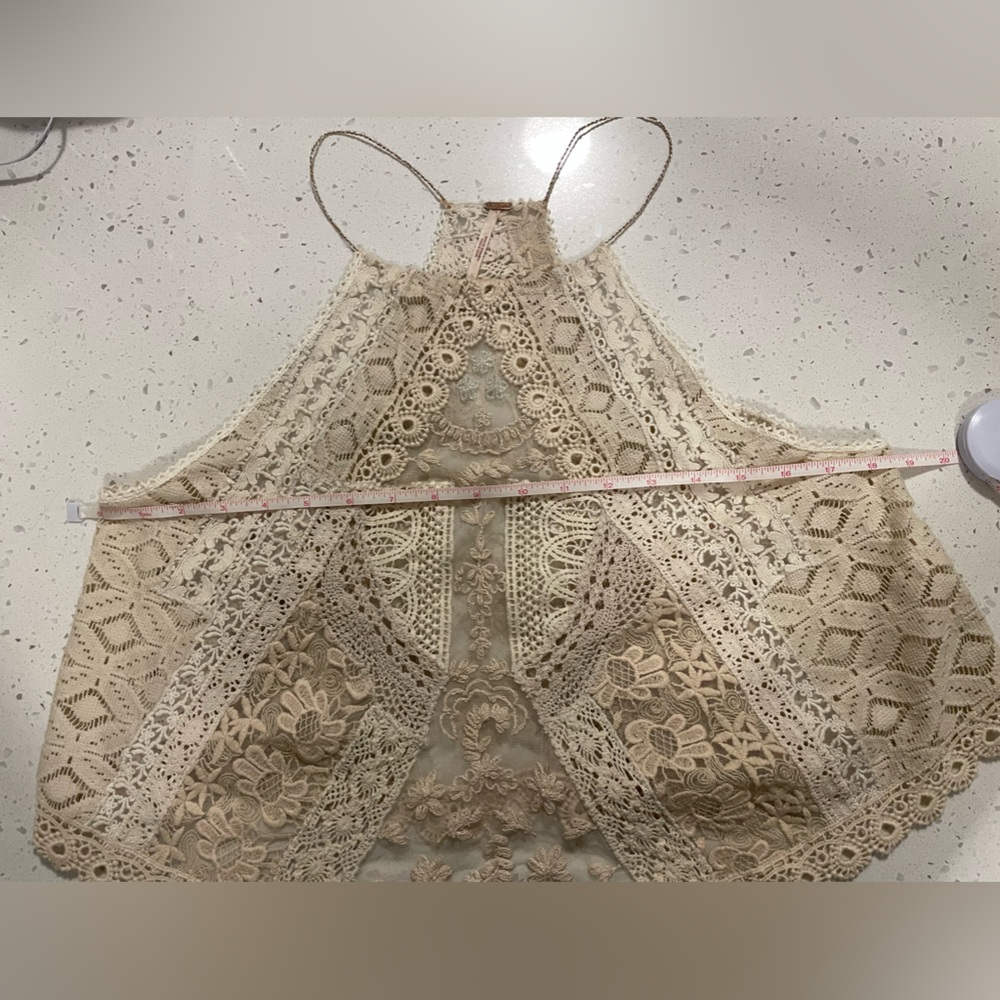 Free People- Crochet Lace halter, Ivory - Picture 5 of 8